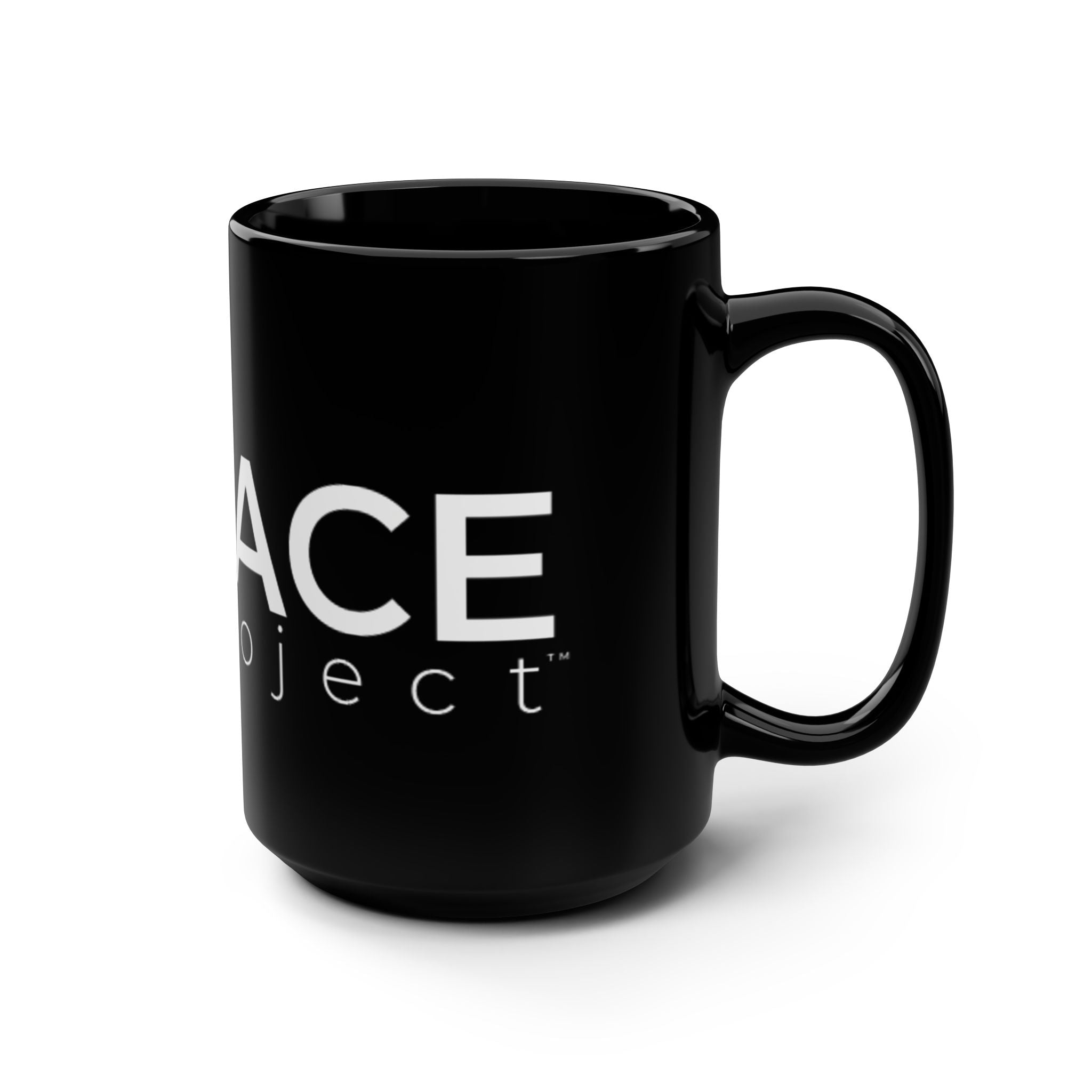 TheRACEProject™ | Black Ceramic Coffee Mug, 15oz